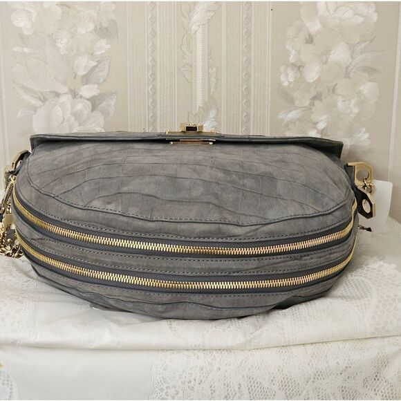 Rebecca Minkoff Collection Crocodile Embossed Suede Hobo Bag EUC - Picture 7 of 11